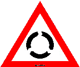 road sign roundabout ahead