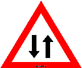 raod sign 2 way traffic